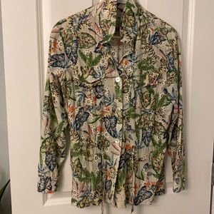 Printed eyelet shirt jacket